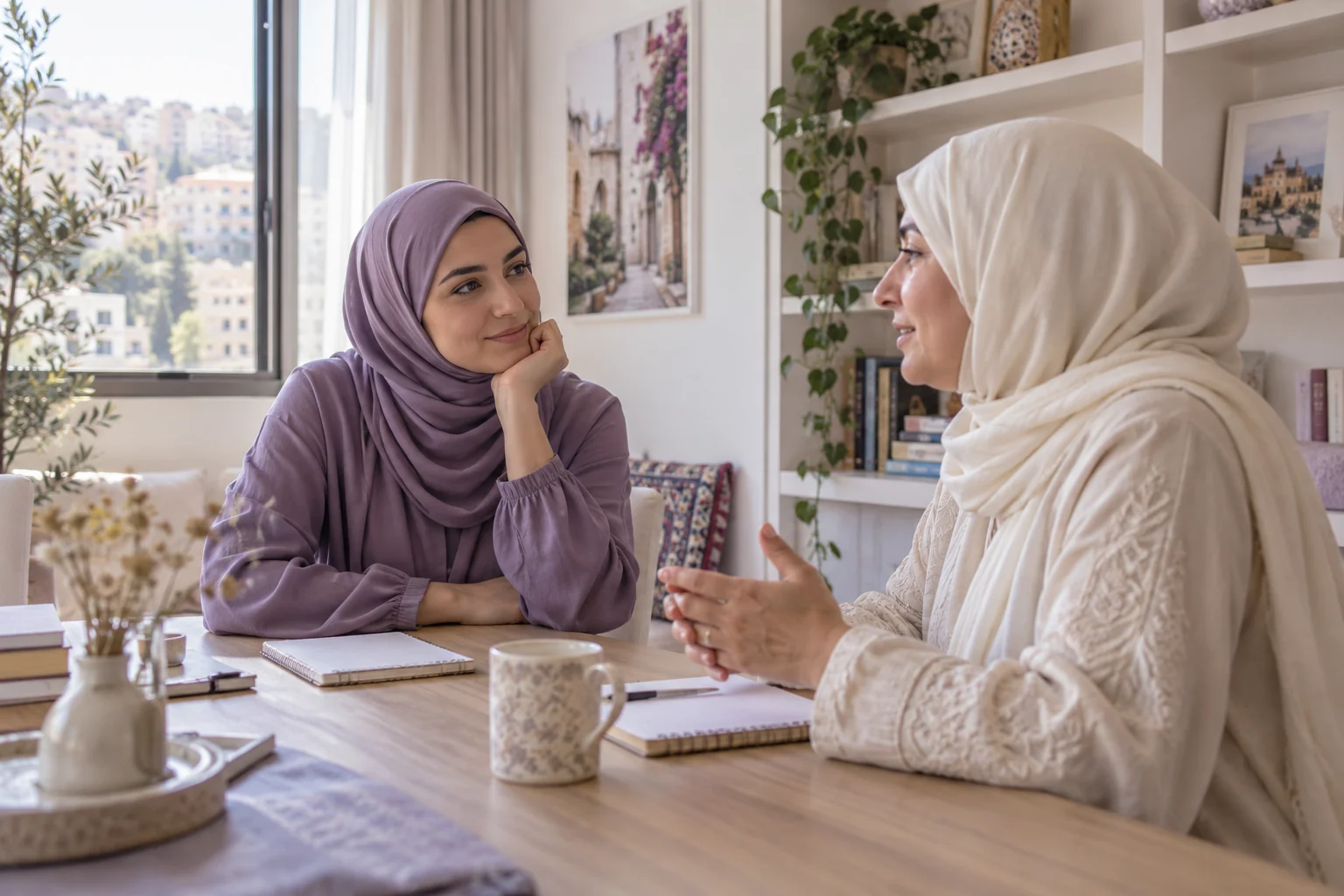 حوار بين امرأتين في جلسة تعلّم